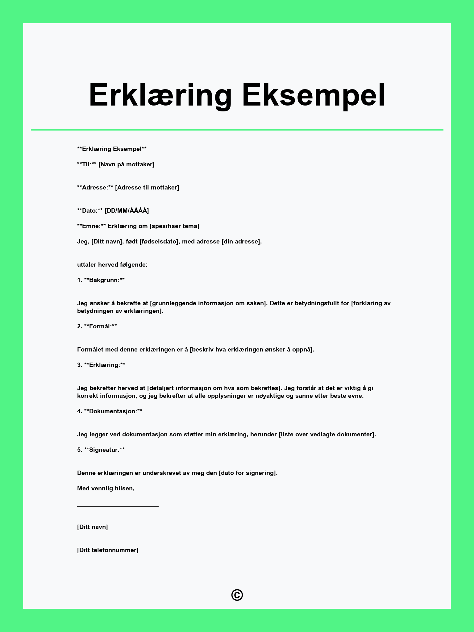 Erklæring Eksempel