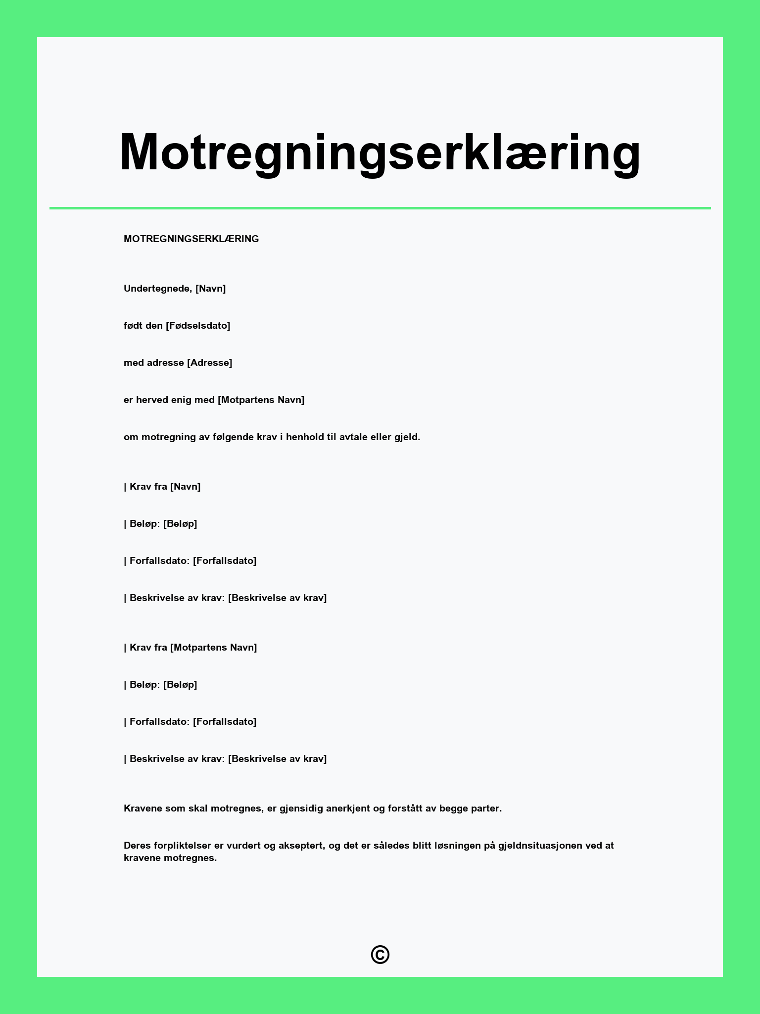 Motregningserklæring