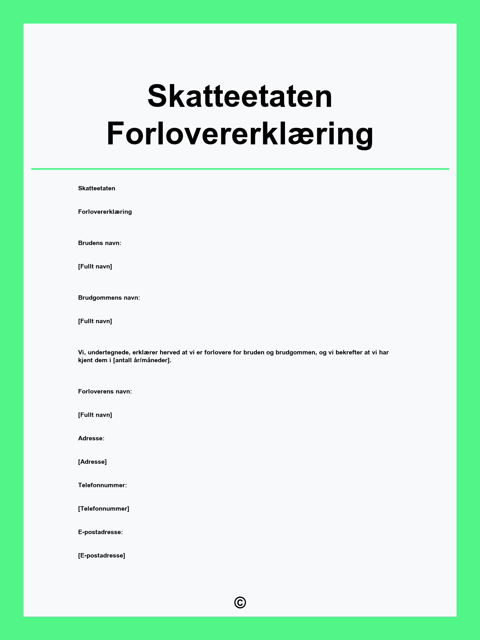Skatteetaten Forlovererklæring
