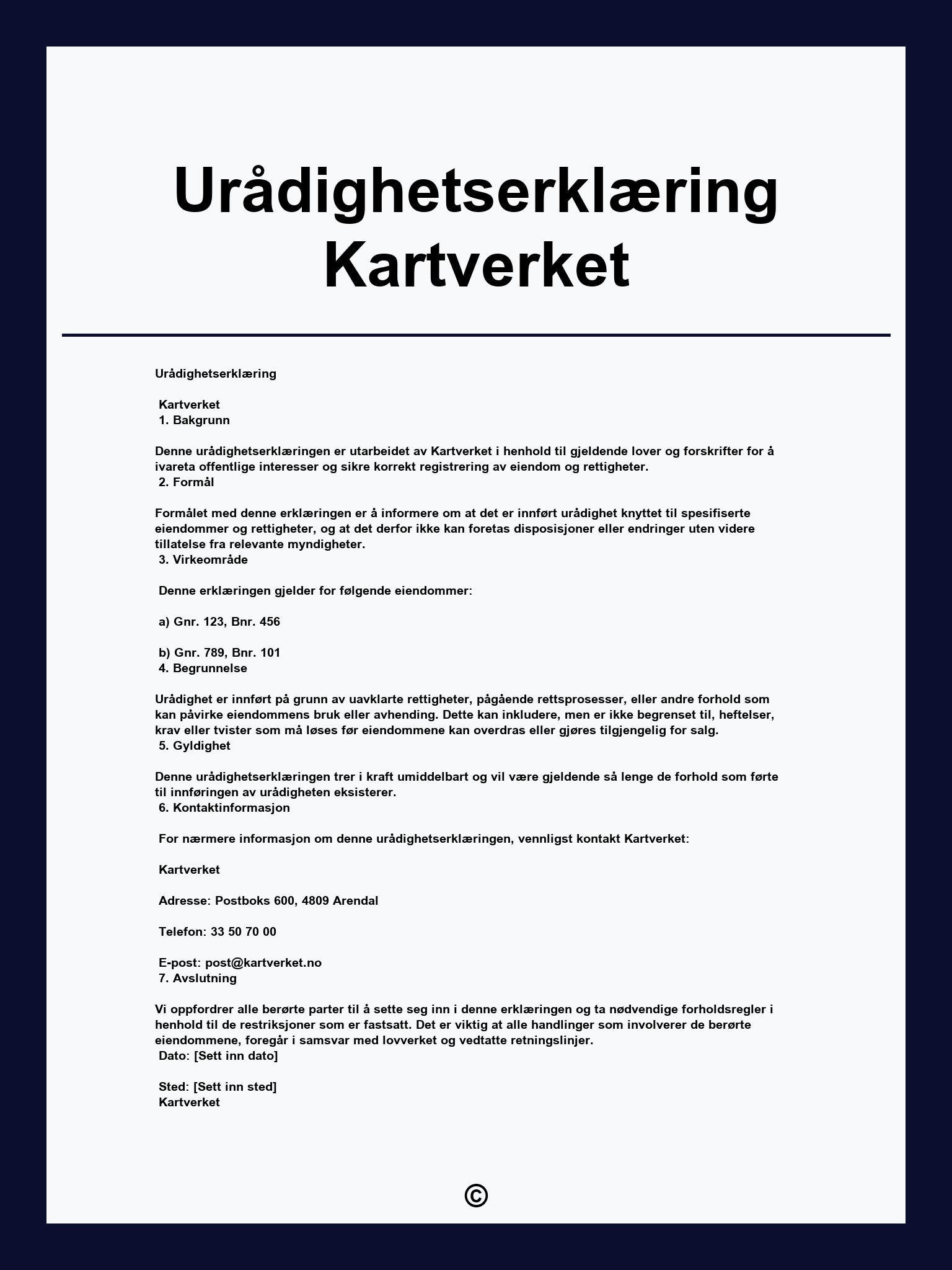 Urådighetserklæring Kartverket