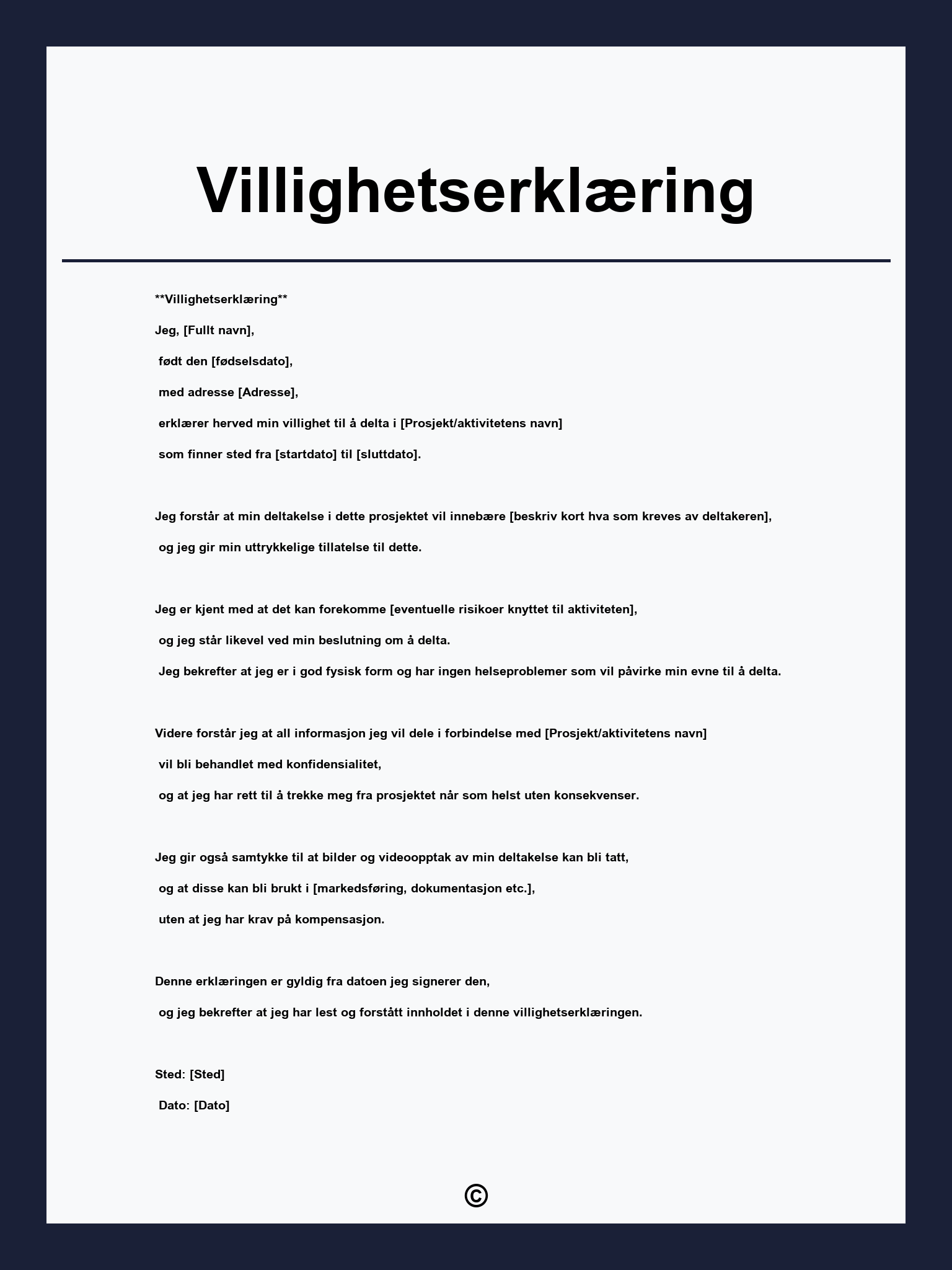 Villighetserklæring